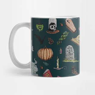 Spooky Halloween Harvest Pattern Mug